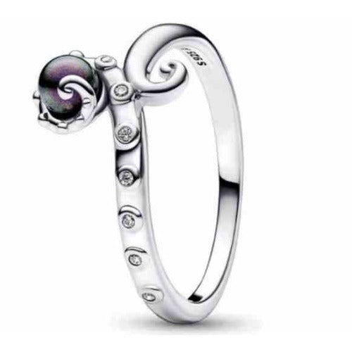 Anillo de Plata Esterlina con Perla Oscura y Circonitas