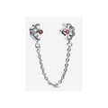 Charm de Cadena de Seguridad con Flores y Cristales Rosas y Azules