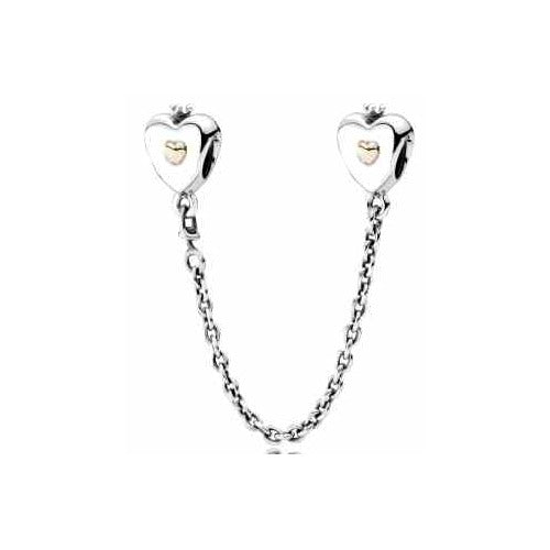 Cadena de Seguridad Corazón con Corona plata