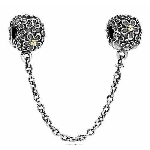 Cadena de Seguridad Flores con plata