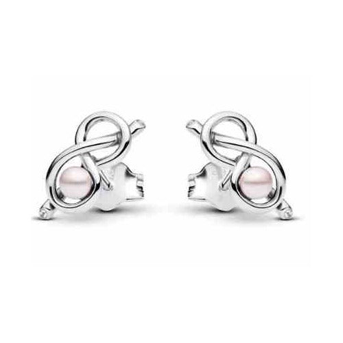Aretes Infinito con tipo Perla Rosa