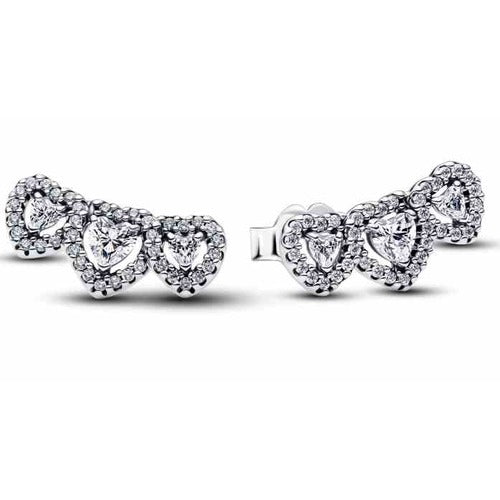 Aretes de Corazón Brillantes de Plata S925