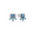 Aretes Florales Azules y Blancos