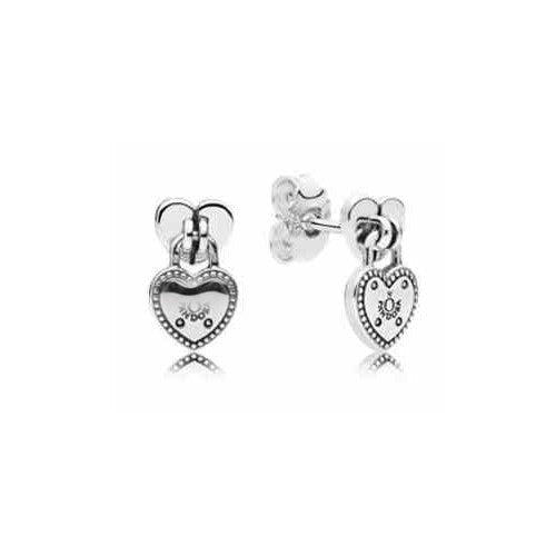 Aretes Candado Corazón Tipo Pan