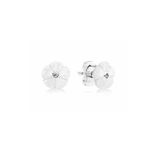 Aretes de Flor Blanca con tipo Diamante Central