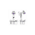 Aretes Dobles de Mariquitas y Flores Moradas