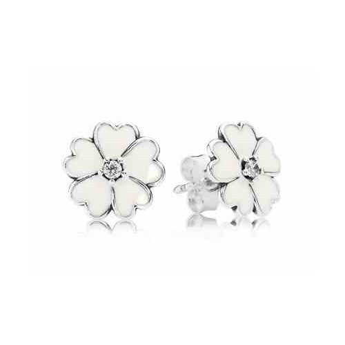 Aretes Flor Blanca con Circonita