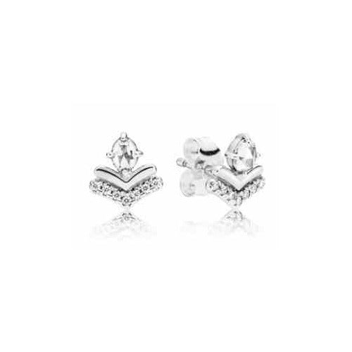 Aretes de Plata con Diseño de Corona y Cristales