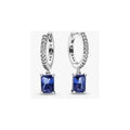 Aretes de Plata con tipo Zafiro Azul Rectangular