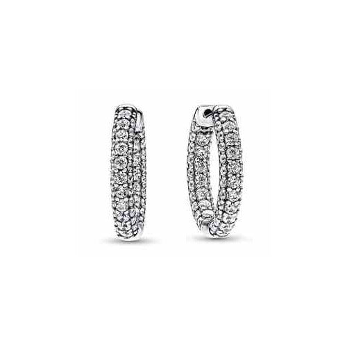 Aretes Huggies Brillantes Pavé Plata 925