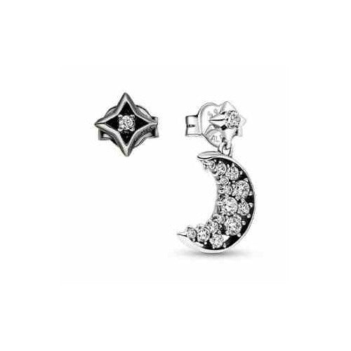 Aretes Luna y Estrella Brillantes
