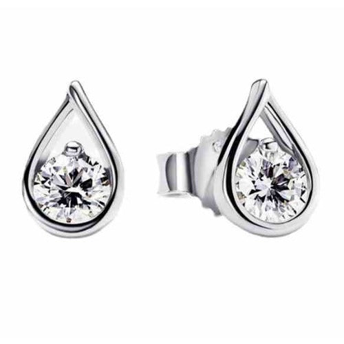 Aretes de Plata con Circonia en Forma de Gota