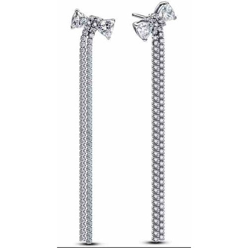Aretes de moño con cascada de tipo diamantes