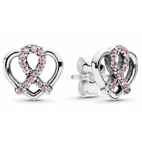 Aretes Corazón con Cinta Rosa