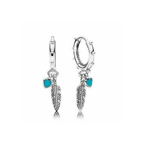 Pendientes Aro Pluma Corazón tipo Turquesa