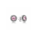 Aritos de plata con piedra rosa y cristales