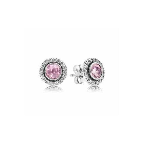 Aritos de plata con piedra rosa y cristales