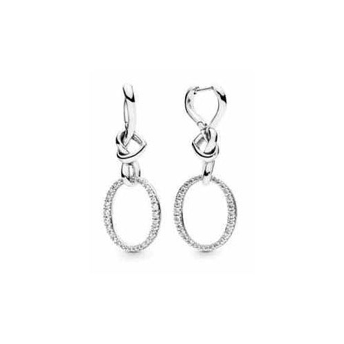 Aretes de Plata con Nudo y Aros Brillantes
