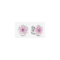 Aretes Flor Rosa con Zirconia