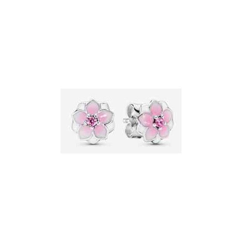 Aretes Flor Rosa con Zirconia