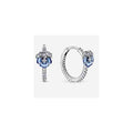 Aretes Corona Flores Azules Brillantes