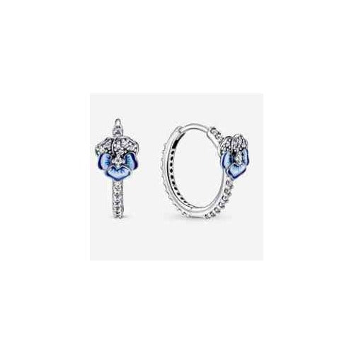 Aretes Corona Flores Azules Brillantes
