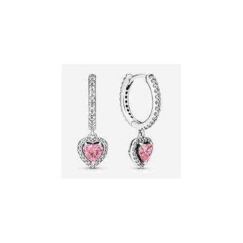 Aretes Corazón con Circonia Rosa