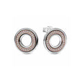 Aretes Aro Doble Brillante Plata 925