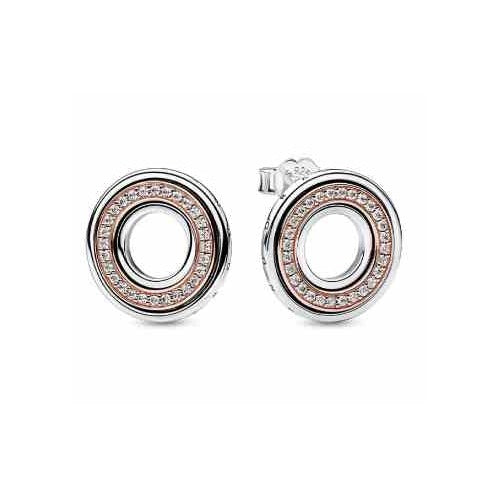 Aretes Aro Doble Brillante Plata 925