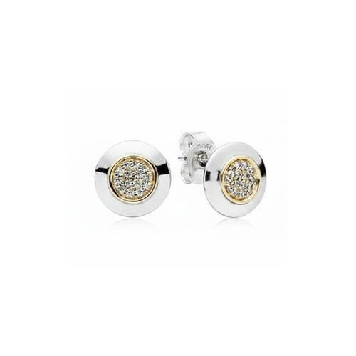 Pendientes redondos con micropave de circonita y plata