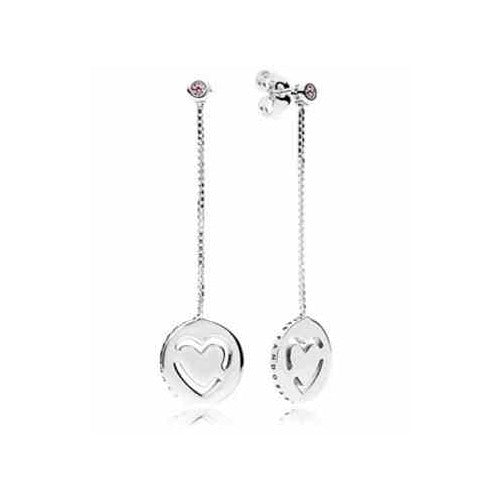Aretes Corazón Cadena Plata