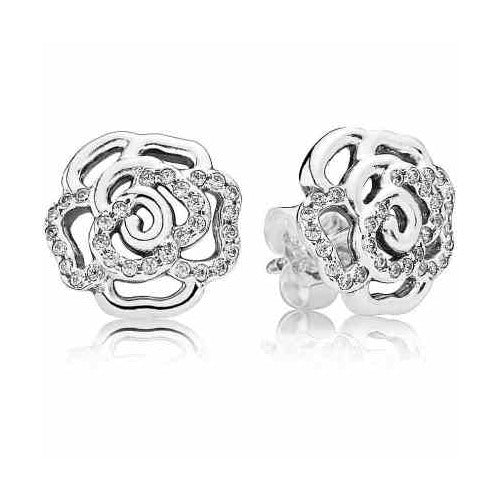 Aretes Flor de Rosa con Cristales