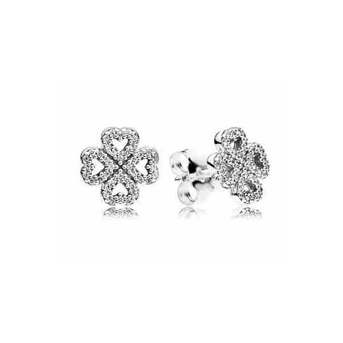 Aretes Trébol de Corazones Brillantes