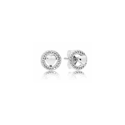 Aretes Corazones Brillantes en Círculo
