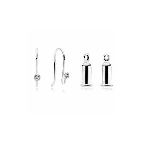 Set de 4 aretes plateados con circonita