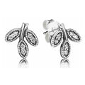 Aretes de hojas de plata con circonitas cúbicas