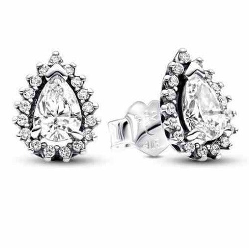 Aretes de Gota con Halo Brillante