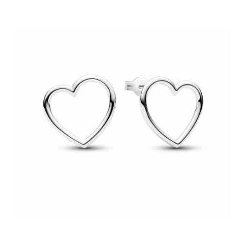 Aretes Corazón Calado Plata Esterlina
