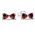 Aretes de Lazo con Corazones de Rubí