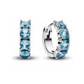 Aretes Huggies de Plata con tipo Zafiros Azules