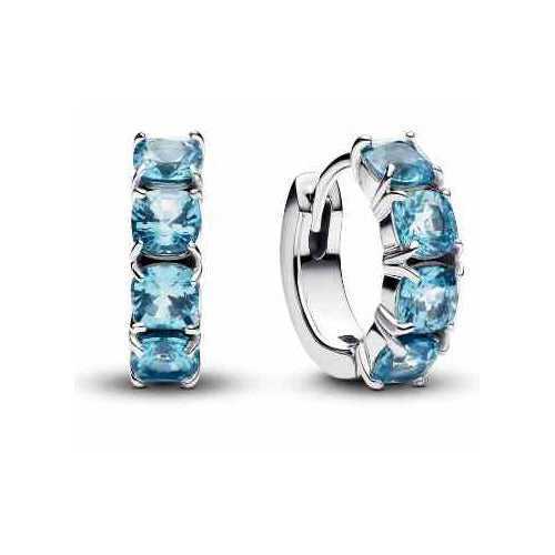 Aretes Huggies de Plata con tipo Zafiros Azules