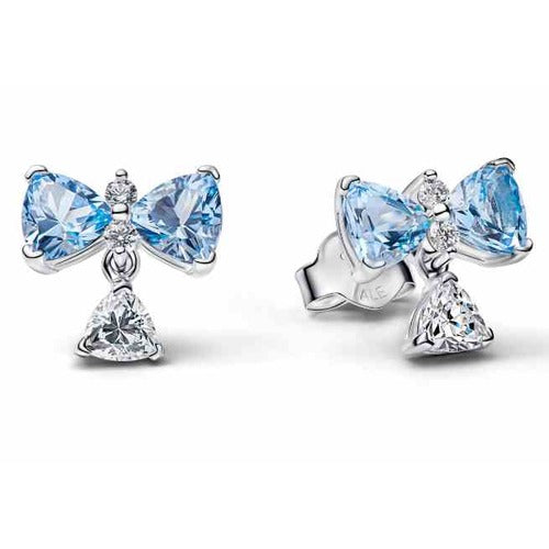 Aretes Luminosos de Moño Azul