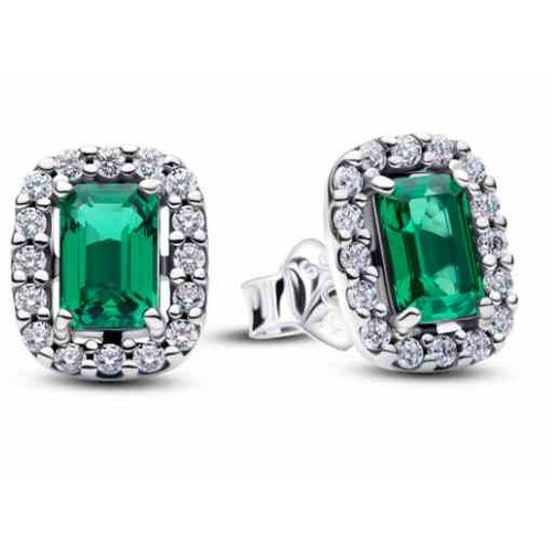 Aretes Elegantes con tipo Esmeralda y Circonia Cúbica