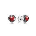 Aretes Clásicos de Plata con Gema Roja