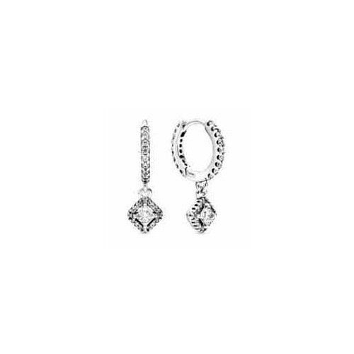 Aretes Aro Cuadrado Colgante Brillante