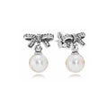 Aretes de tipo Perla con Lazo Brillante