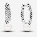 Aretes de Plata con tipo Perla y Circonias