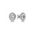 Aretes Ovalados Plateados con Circonitas