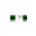 Aretes de plata con esmeralda cuadrada