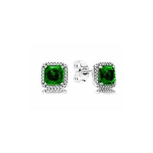 Aretes de plata con esmeralda cuadrada